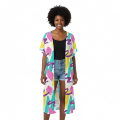 Women's Mid-Length Chiffon Cover-Up with Side Slits (H50)