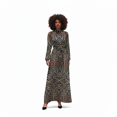 Women's Long Sleeve High-Neck Dress