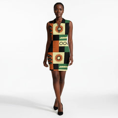 Women's Sleeveless Zip-Neck Bodycon Dress