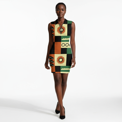 Women's Sleeveless Zip-Neck Bodycon Dress