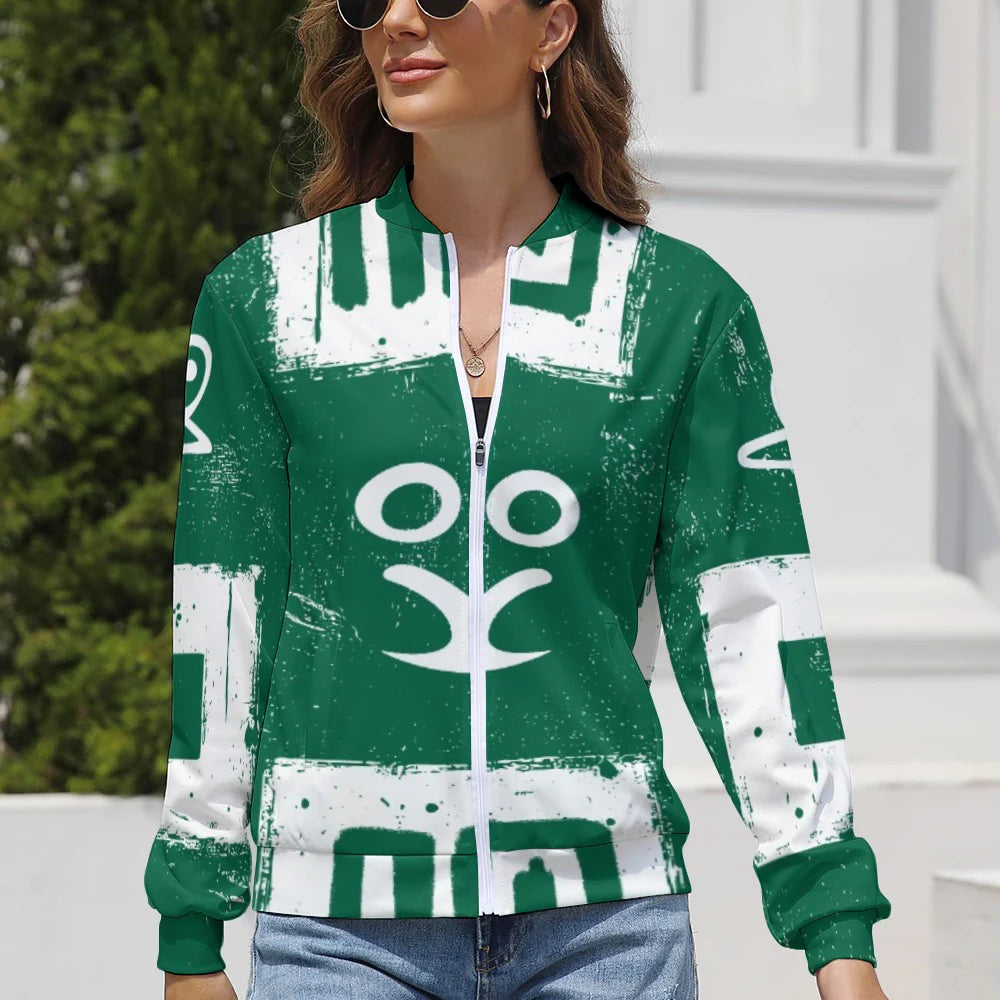 cropped womens zip up jacket casual style