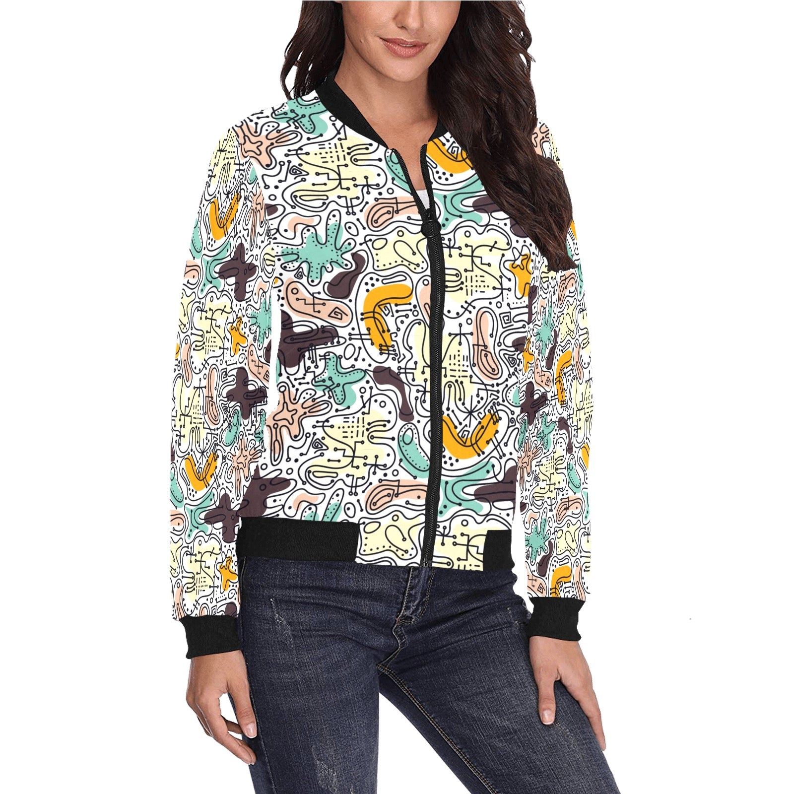 Women's All-Over Print Bomber Jacket