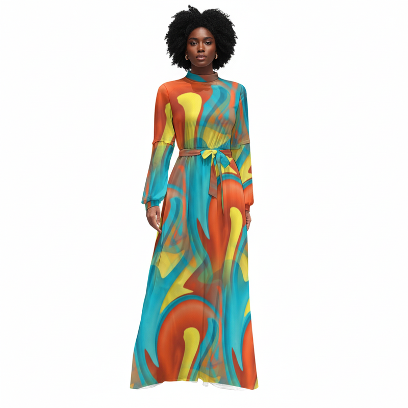Women's Long Sleeve High-Neck Dress