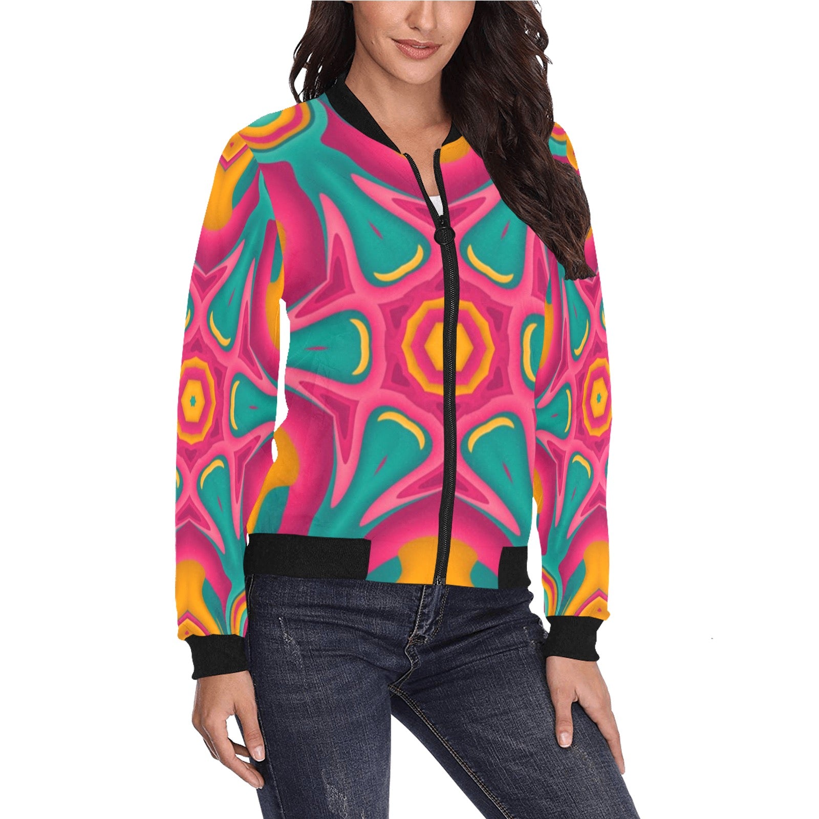 Women's All-Over Print Bomber Jacket