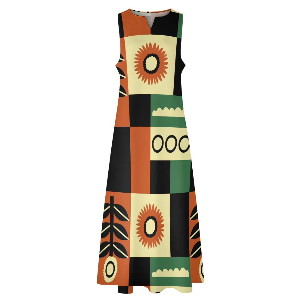 Women's Sleeveless V-Neck A-Line Dress
