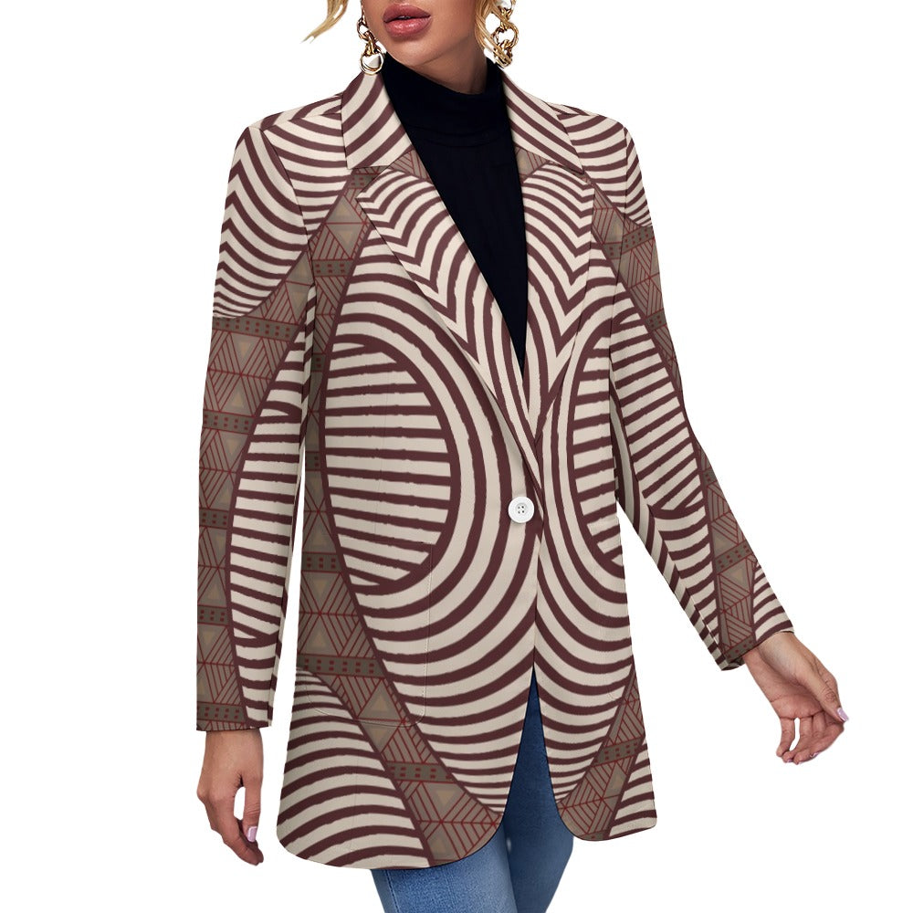 Women's Afrocentric Geometric Print Blazer Jacket