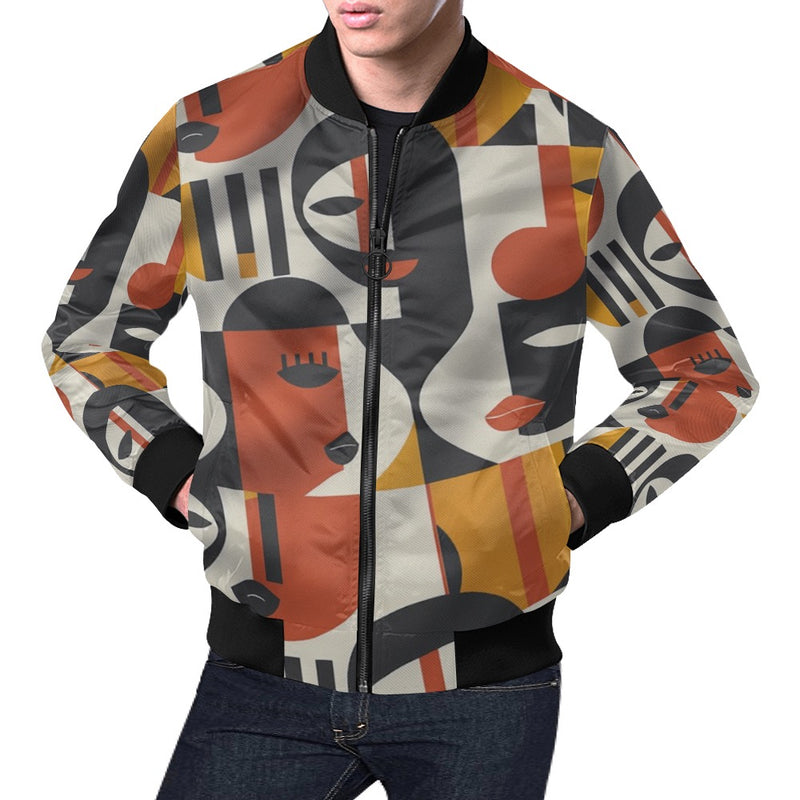 Men's All-Over Print Casual Bomber Jacket