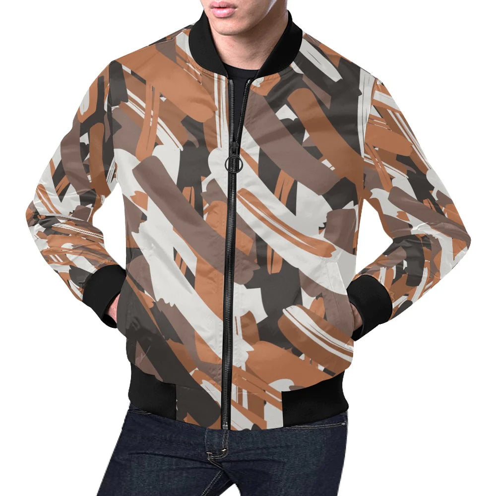 Men's All-Over Print Casual Bomber Jacket