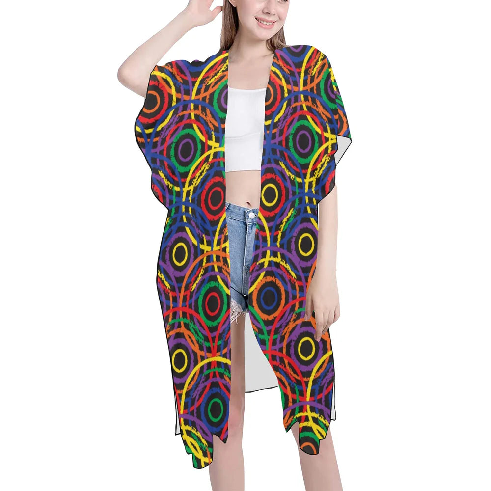 Women's Mid-Length Chiffon Cover-Up with Side Slits (H50)
