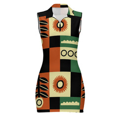Women's Sleeveless Zip-Neck Bodycon Dress