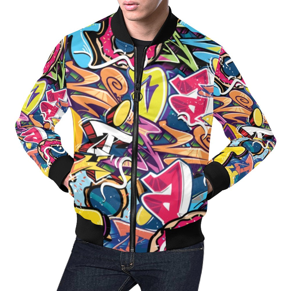 Men's All-Over Print Casual Bomber Jacket