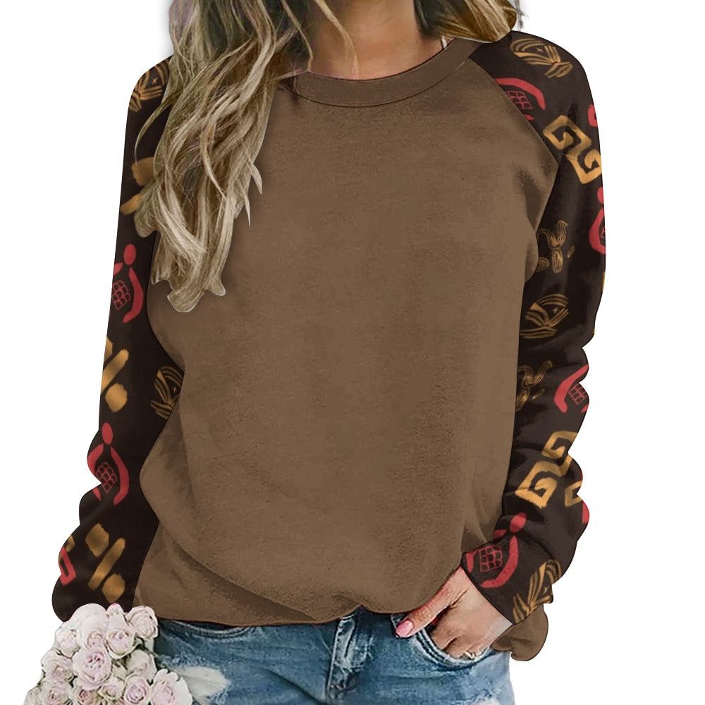 Women's African Art Long Sleeve Raglan Sweatshirt