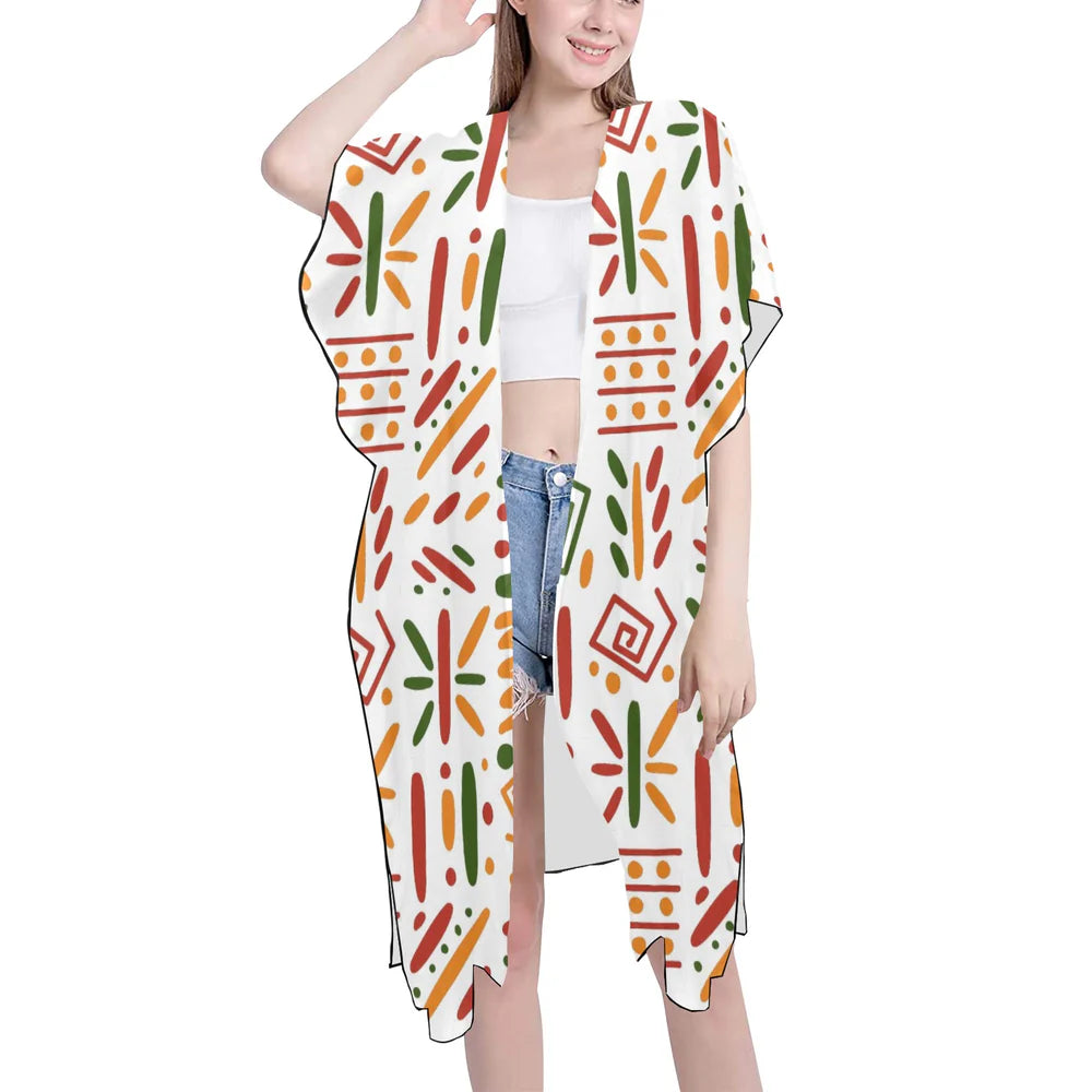 Women's Mid-Length Chiffon Cover-Up with Side Slits (H50)
