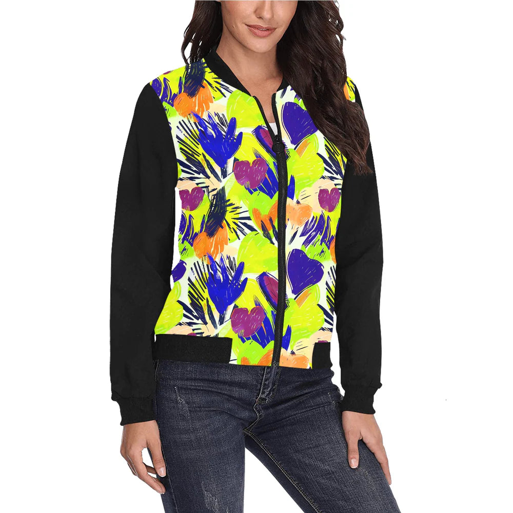 Women's All-Over Print Bomber Jacket