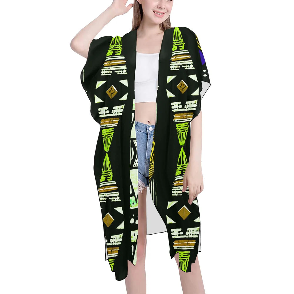 Women's Mid-Length Chiffon Cover-Up with Side Slits (H50)