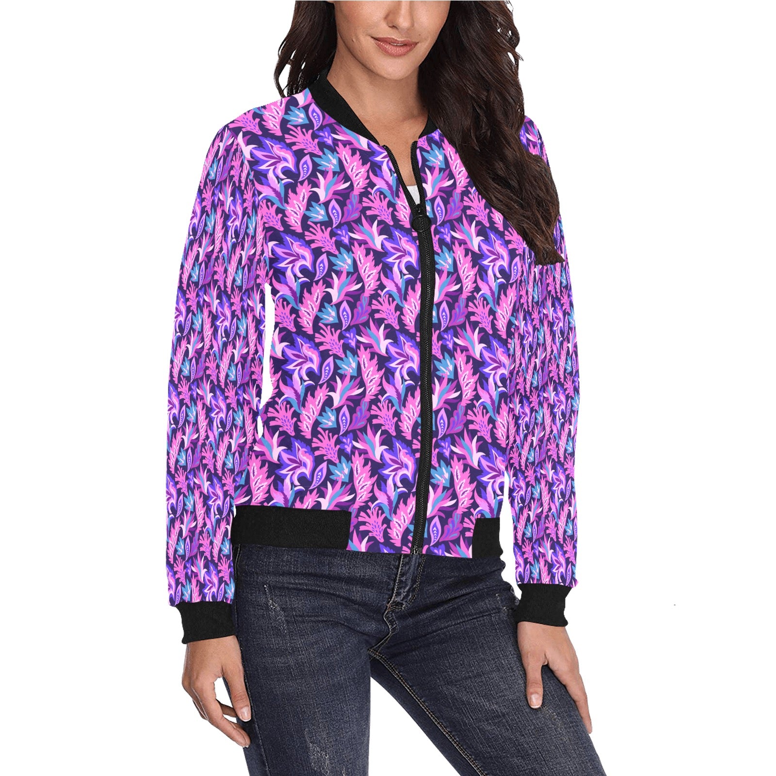 Women's All-Over Print Bomber Jacket