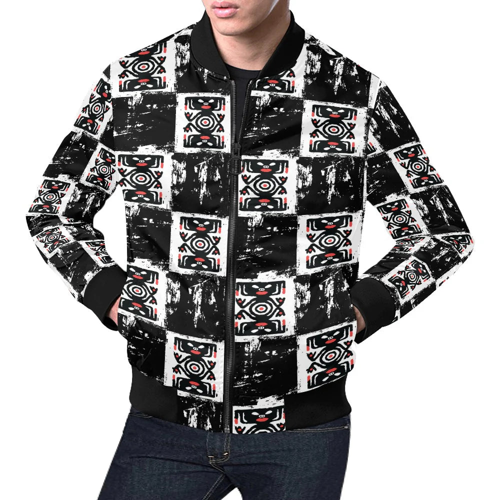 Men's All-Over Print Casual Bomber Jacket