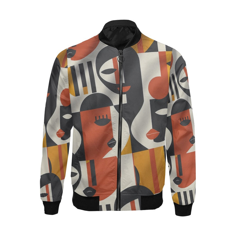 Men's All-Over Print Casual Bomber Jacket