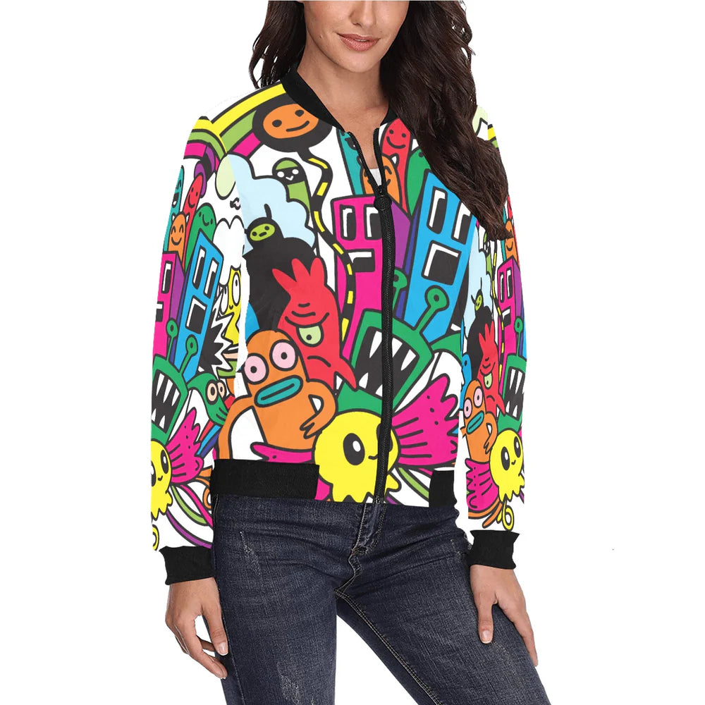Women's All-Over Print Bomber Jacket