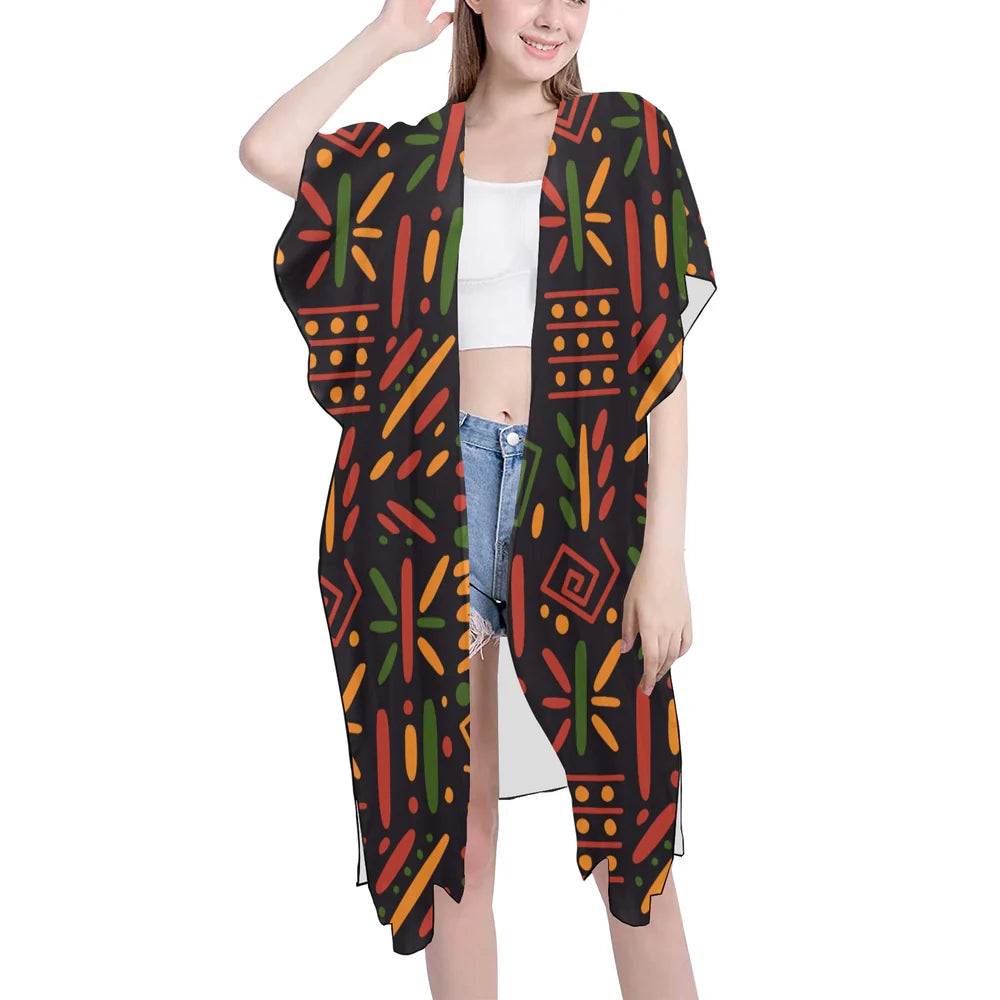 Women's Mid-Length Chiffon Cover-Up with Side Slits (H50)