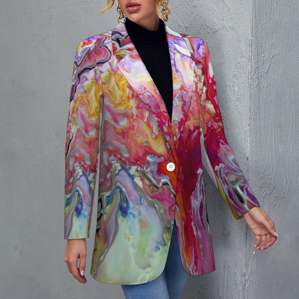 Women's Afrocentric Geometric Print Blazer Jacket