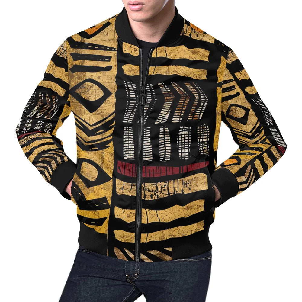 Men's All-Over Print Casual Bomber Jacket