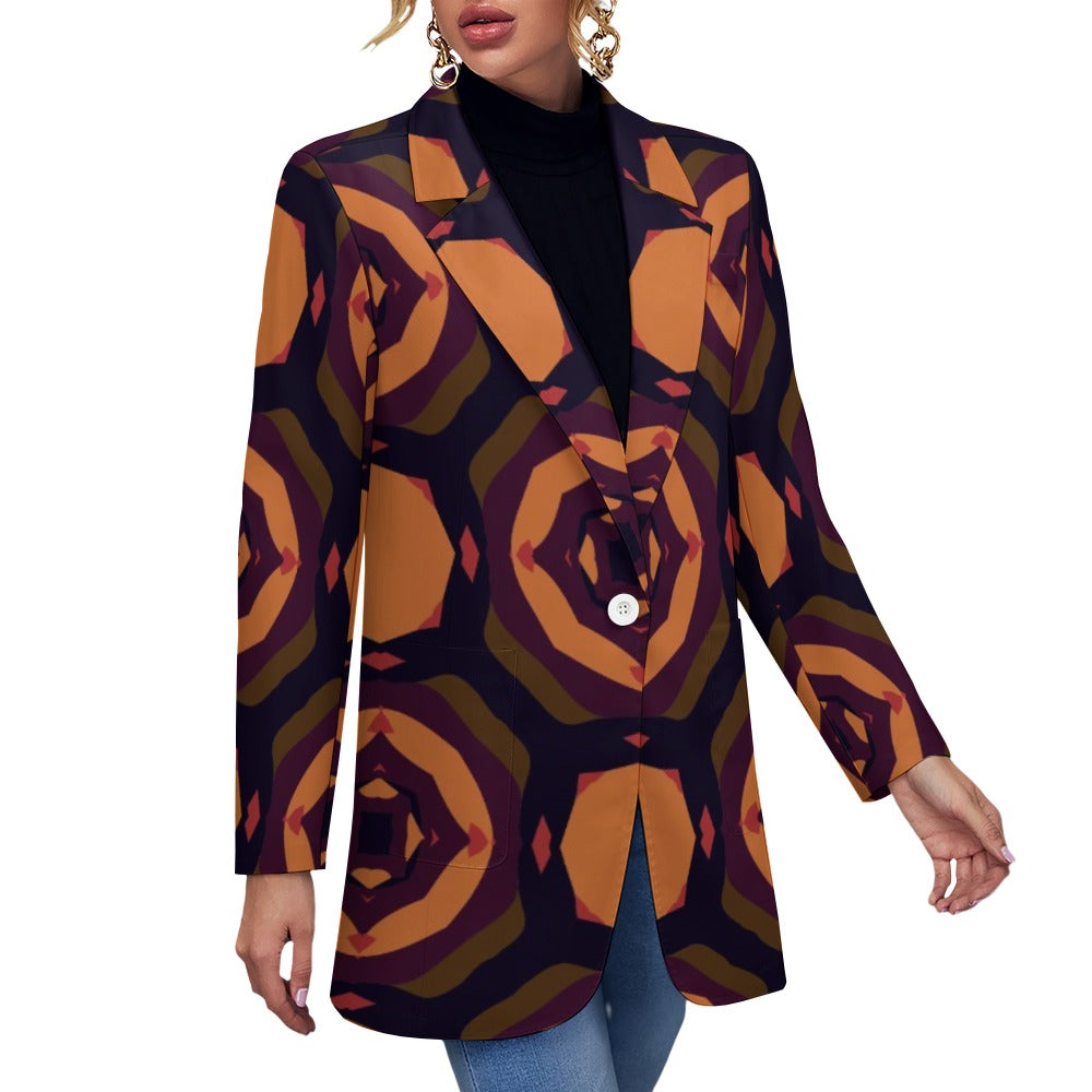 Women's Afrocentric Geometric Print Blazer Jacket