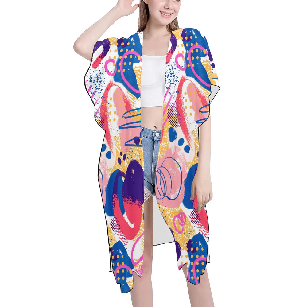 Women's Mid-Length Chiffon Cover-Up with Side Slits (H50)