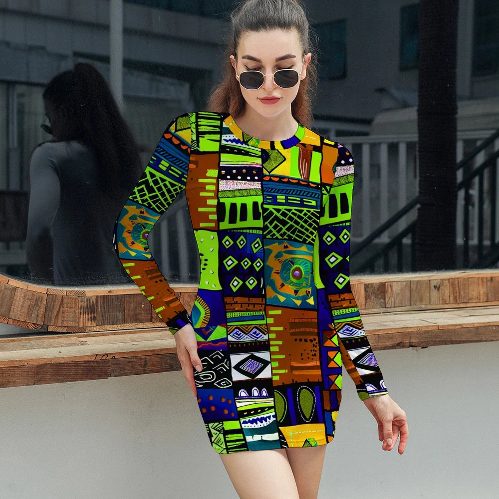 Women's Elegant Long Sleeve Skinny Dress