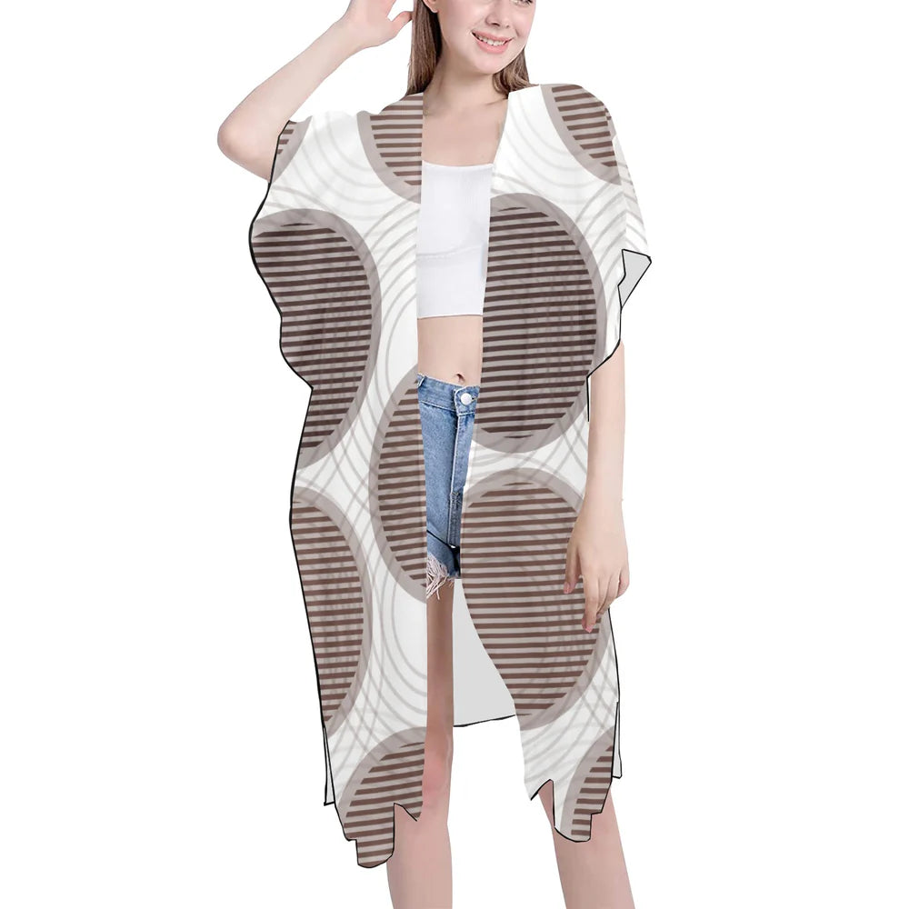 Women's Mid-Length Chiffon Cover-Up with Side Slits (H50)