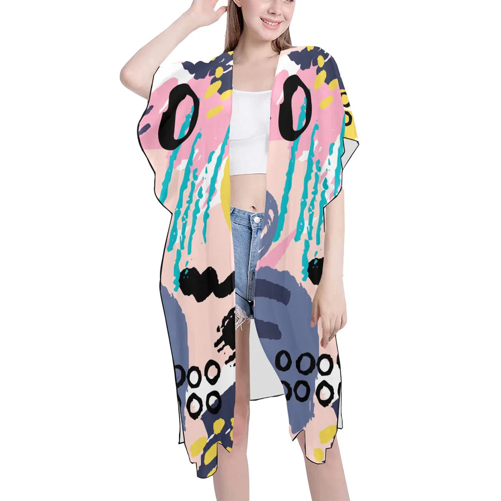 Women's Mid-Length Chiffon Cover-Up with Side Slits (H50)