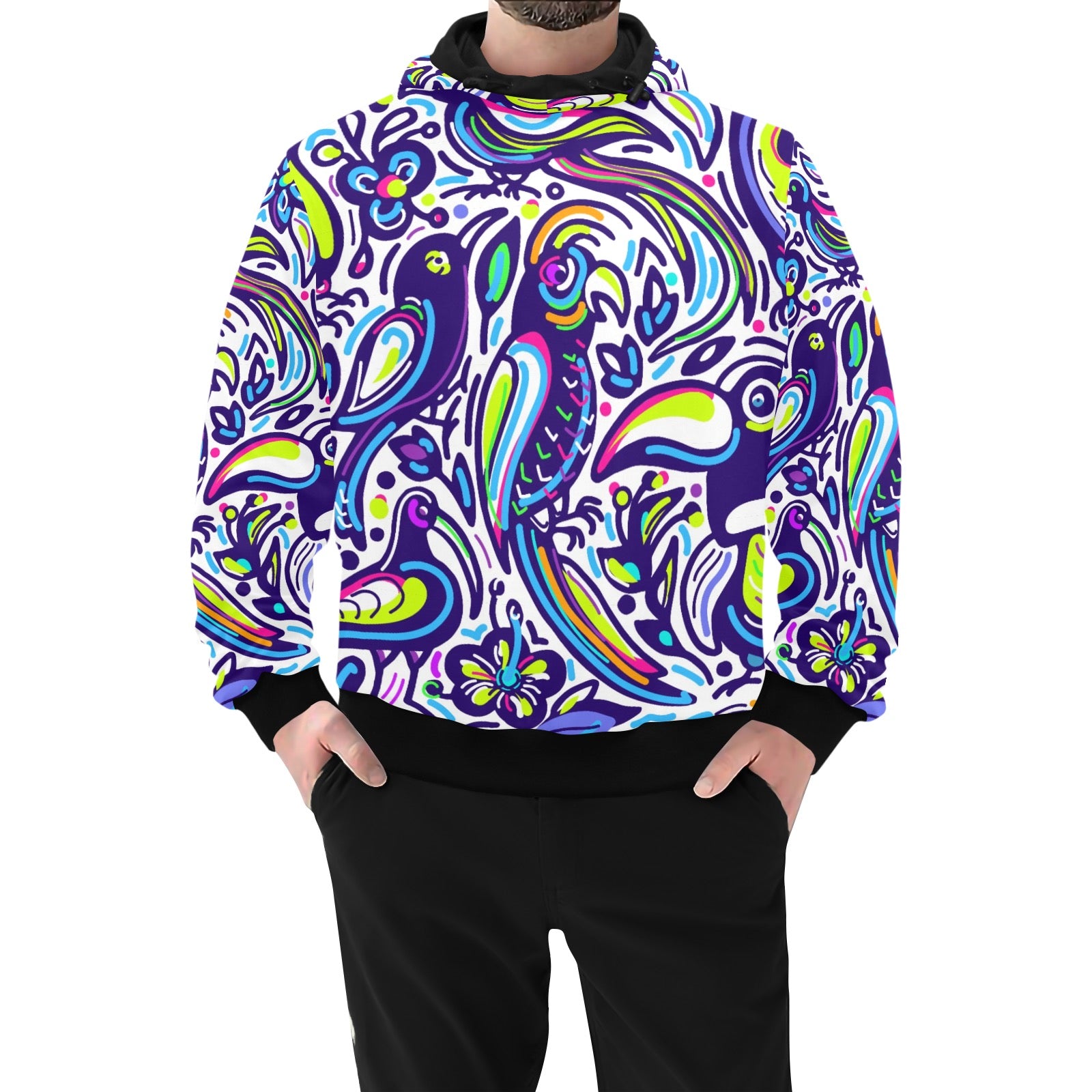 Men's High-Neck Pullover Hoodie