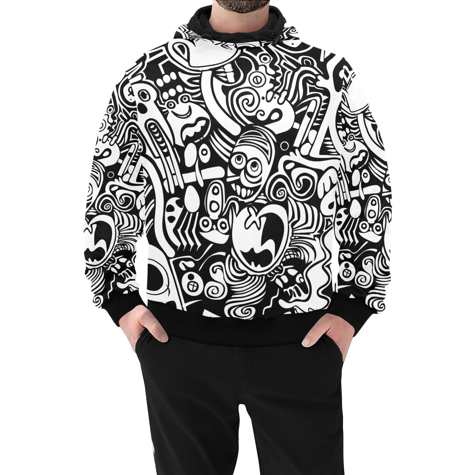 Men's High-Neck Pullover Hoodie