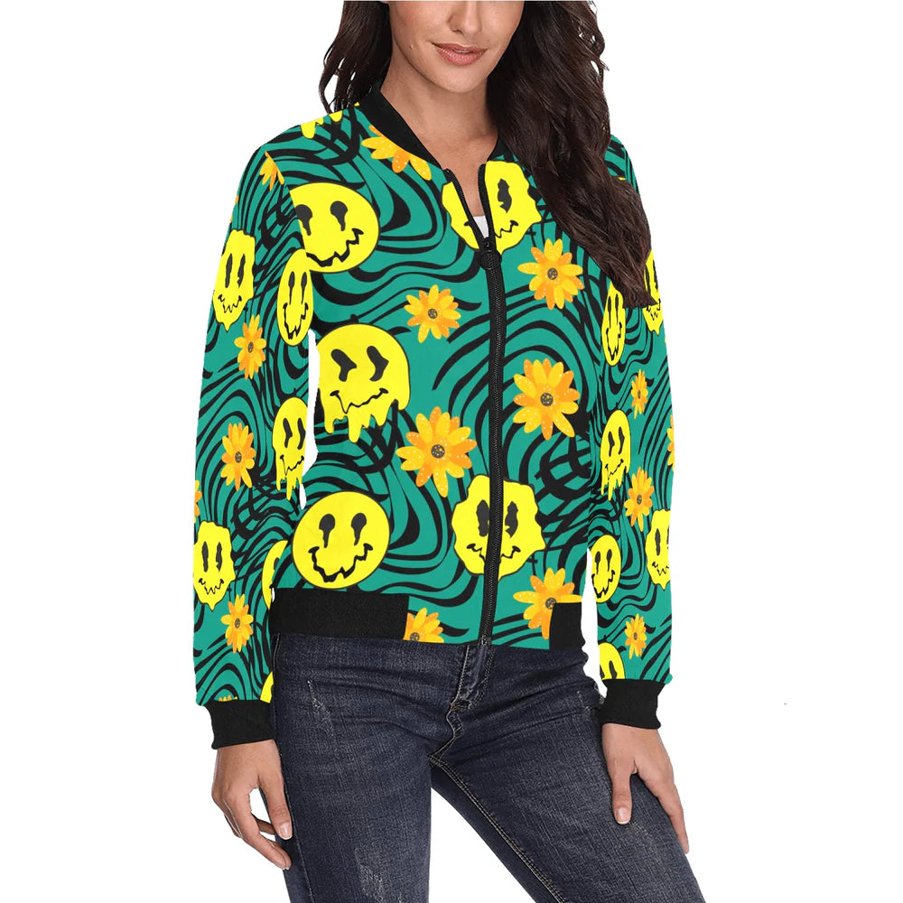 Women's All-Over Print Bomber Jacket