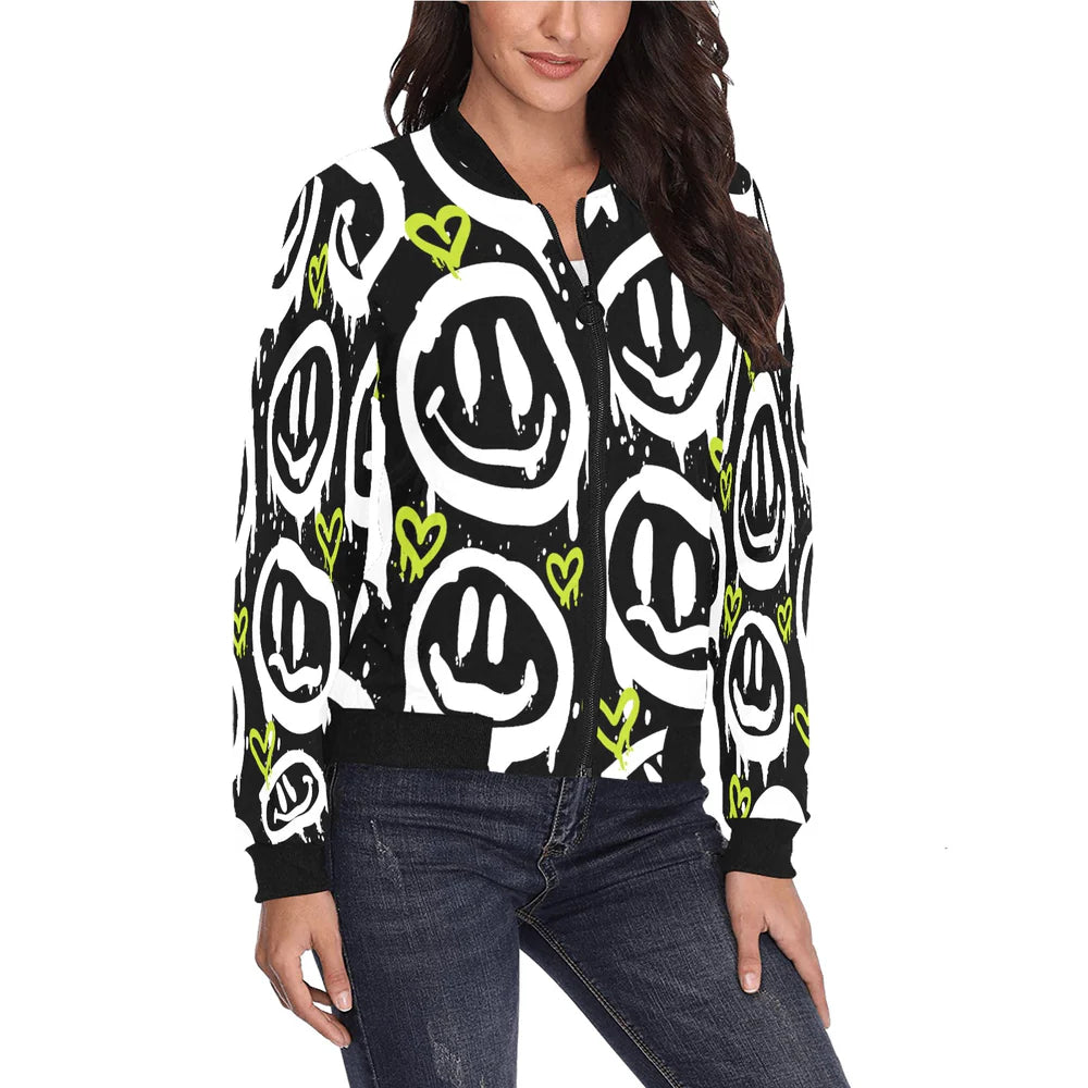 Women's All-Over Print Bomber Jacket
