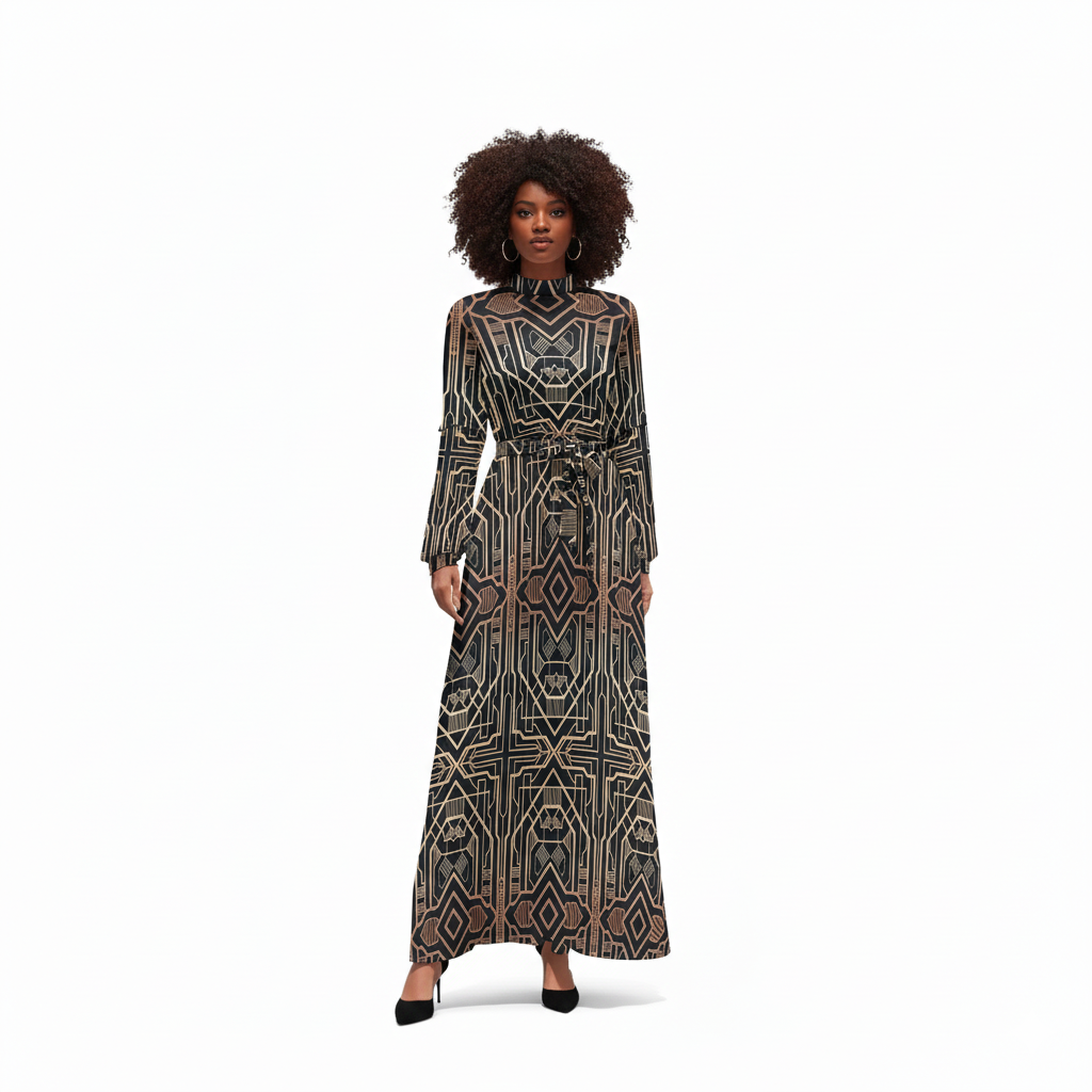 Women's Long Sleeve High-Neck Dress