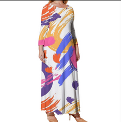 Women's Plus Size Loose Crew Neck Long Sleeve Dress