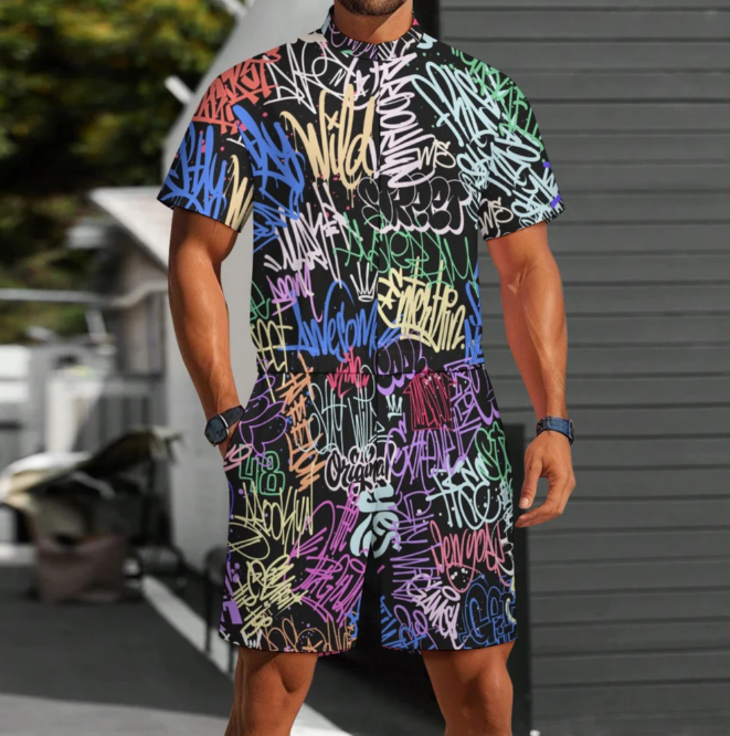 Men's one piece jumpsuit Short sleeved jumpsuit