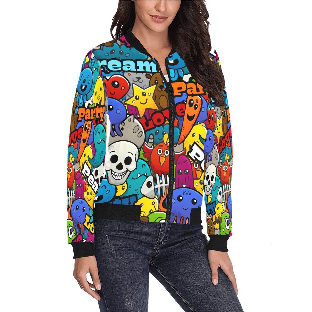 Women's All-Over Print Bomber Jacket