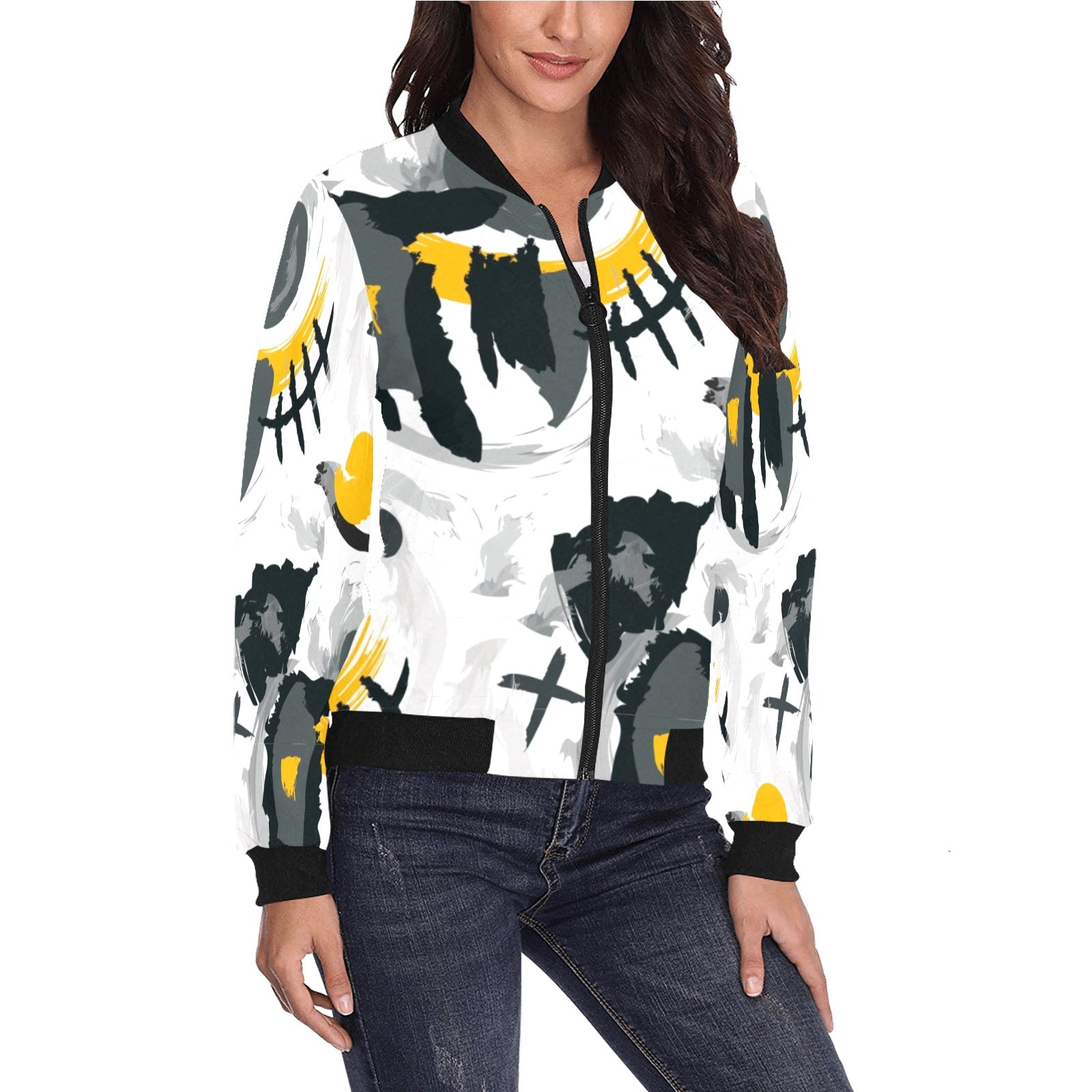 Women's All-Over Print Bomber Jacket