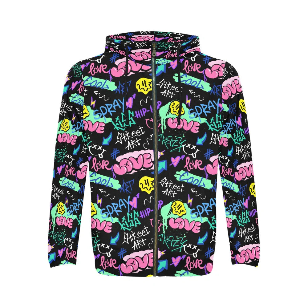 Men's All-Over Print Full-Zip Hoodie