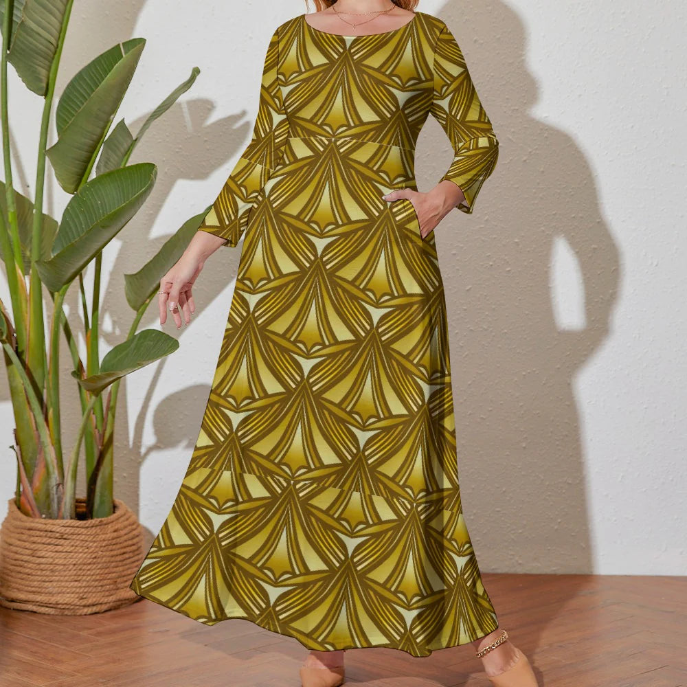 Women's Plus Size Loose Crew Neck Long Sleeve Dress