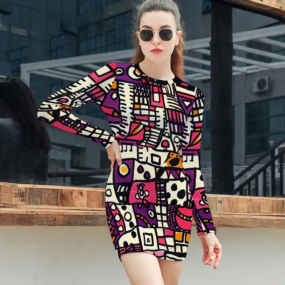 Women's Elegant Long Sleeve Skinny Dress