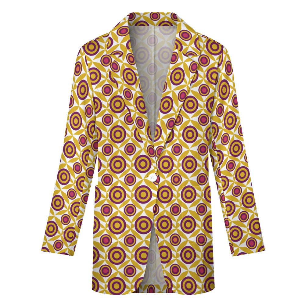 Women's Afrocentric Geometric Print Blazer Jacket