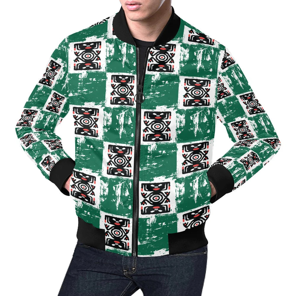 Men's All-Over Print Casual Bomber Jacket