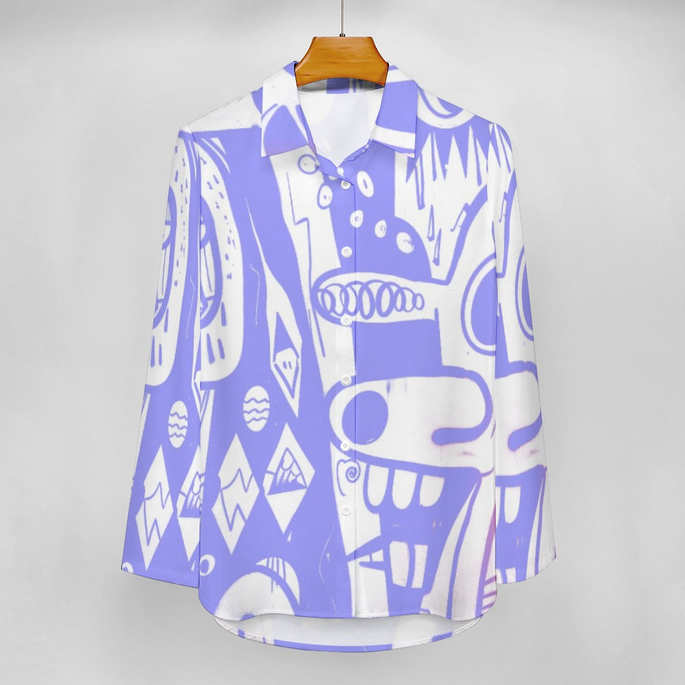 Women's Long Sleeve Irregular Button-Down Hem Shirt