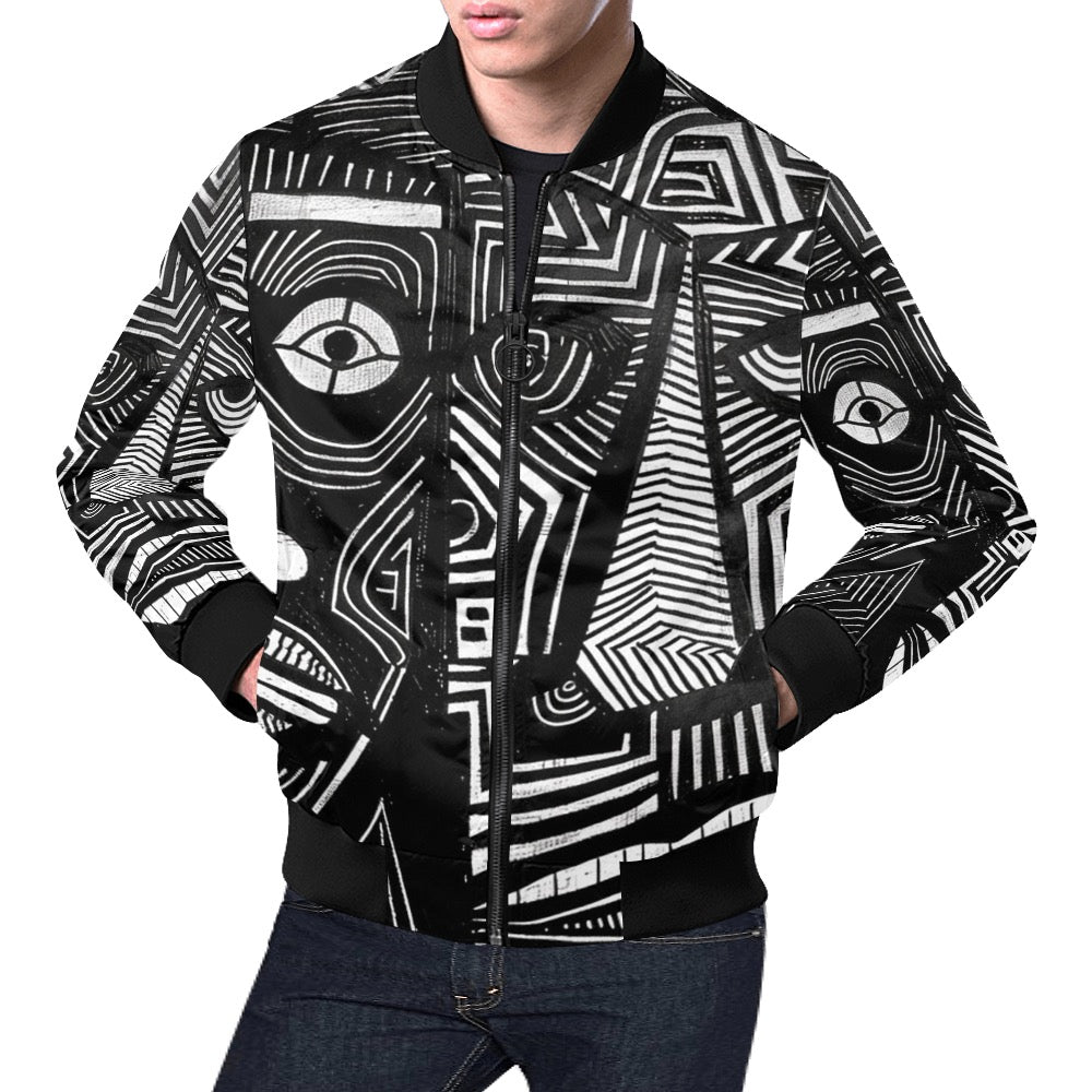 Men's All-Over Print Casual Bomber Jacket