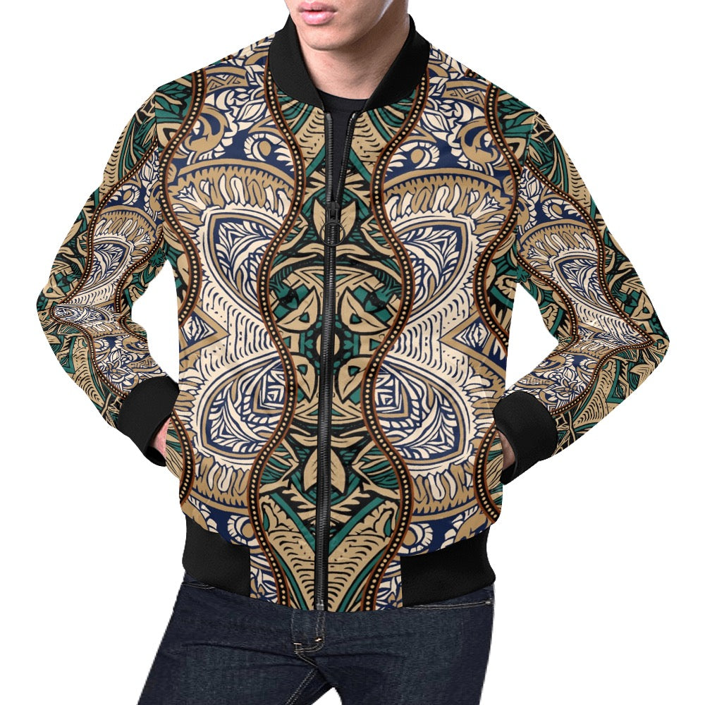 Men's All-Over Print Casual Bomber Jacket