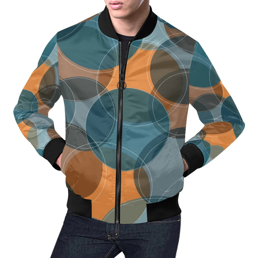 Men's All-Over Print Casual Bomber Jacket