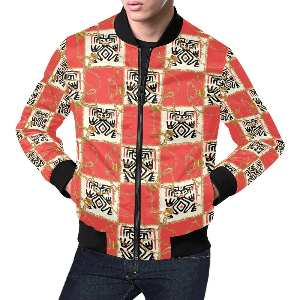 Men's All-Over Print Casual Bomber Jacket